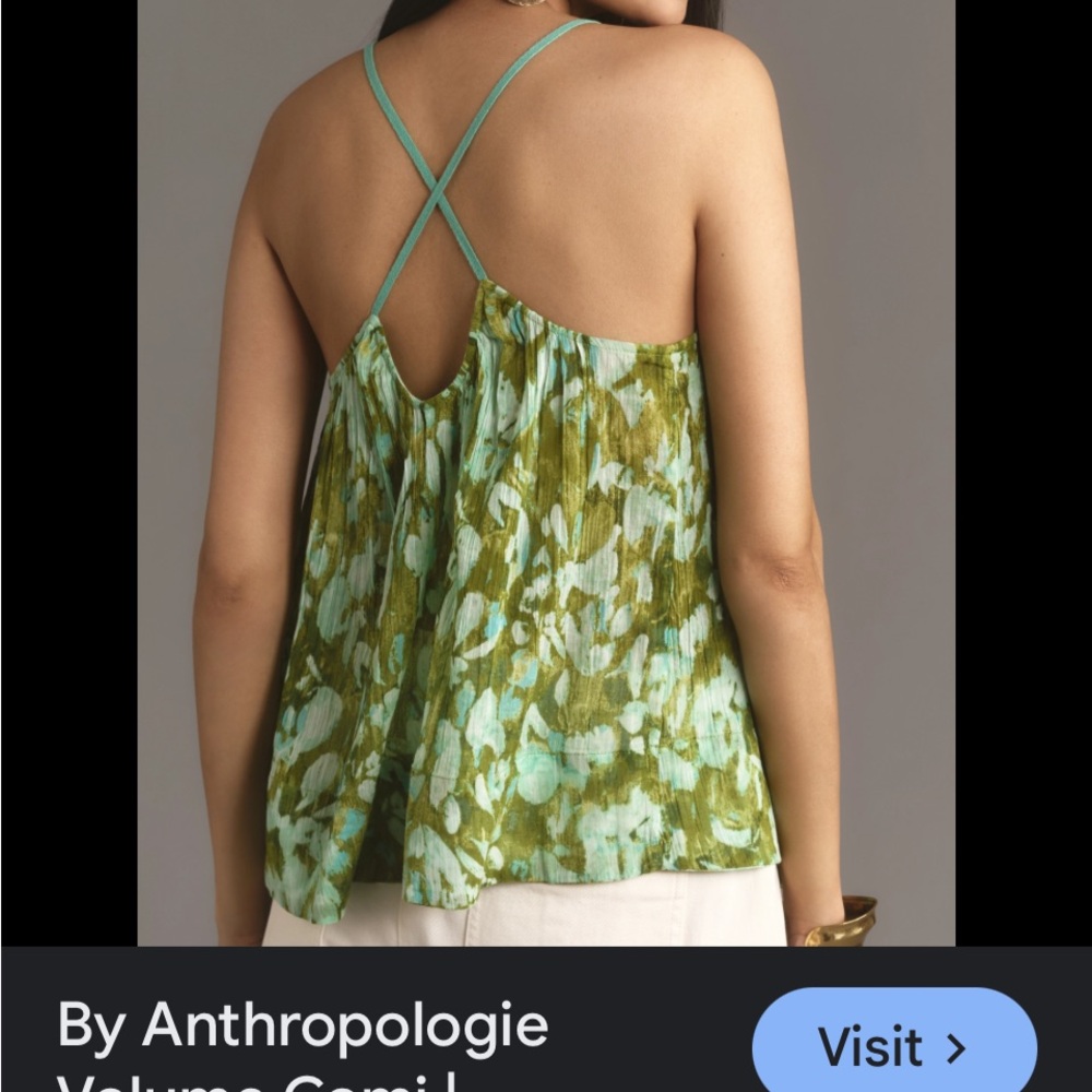 Anthropologie Green Motif Women's Tank Blouse - Picture 7 of 7